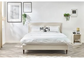 Bézs kárpitozott franciaágy ágyráccsal 160x200 cm Sary – Bobochic Paris