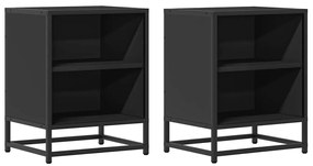Éjjeliszekrények 2 db Fekete 40x31x50 cm Méretezett fa és fém