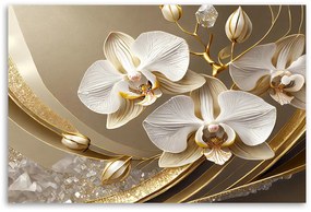 Gario Vászonkép Arany orchidea virág 3D Méret: 120 x 80 cm
