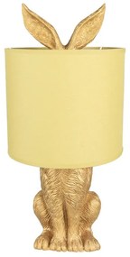Arany színű nyuszis asztali lámpa sárga lámpabúrával