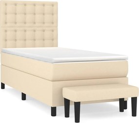 vidaXL krémszínű szövet rugós ágy matraccal 100 x 200 cm