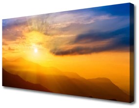 Vászonkép Mountain Sun felhők táj 100x50 cm
