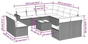 12 részes barna polyrattan kerti ülőgarnitúra párnákkal