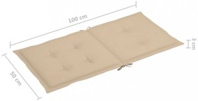 2 db bézs oxford szövet háttámlás székpárna 100x50x3 cm