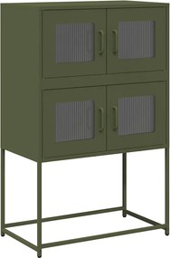 vidaXL Highboard olívazöld 68x39x107 cm Acél