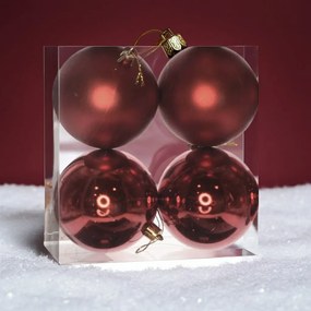 Bordó műanyag karácsonyi gömb szett 4x10cm