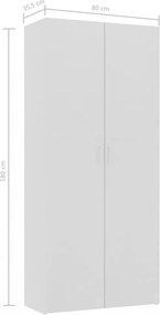 Fehér forgácslap tárolószekrény 80 x 35,5 x 180 cm