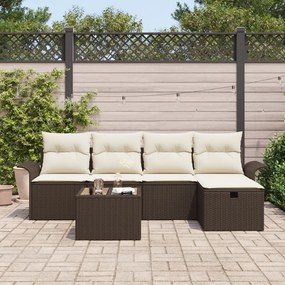 Kerti Kanapé Szett 6 pcs Barna és krémszínű 251 x 117 x 85 cm