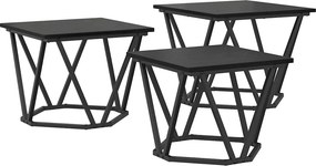 vidaXL Dohányzóasztal 3 pcs Fekete tölgy Műszaki fa és acél