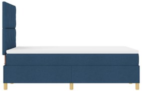 Bokszrugós Ágy Matraccal Kék 120x200 cm Szövet