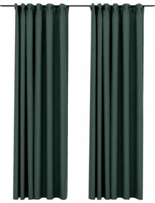 vidaXL 2 db zöld vászonhatású sötétítőfüggöny kampókkal 140 x 225 cm