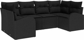 vidaXL Kerti Kanapé Szett párnával 6 pcs Fekete Poly Rattan