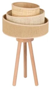 Duolla - Asztali lámpa YUTE TRIO 1xE27/15W/230V átm. 25 cm barna/szürke/bézs