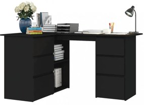 fekete szerelt fa sarok íróasztal 145 x 100 x 76 cm