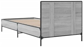 sonoma tölgyszínű szerelt fa és fém ágykeret 100 x 200 cm