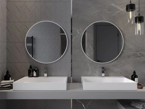 Mexen Loft kerek fürdőszobai tükör 70 cm, fehér keret - 9850-070-070-000-20