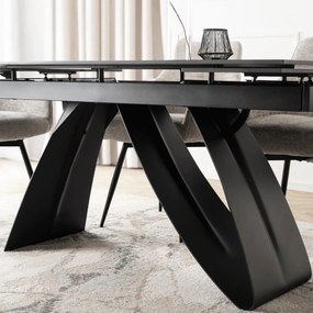 Kihúzható kerámia étkezőasztal 160–220 cm méretben, fekete márvány/fekete színben DEVON