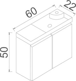 Ferla mosdószekrény, 60 cm – TR785PNC1376