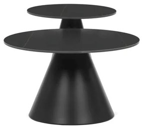 Dohányzóasztal 70×70×40,5 cm, Kerámia Márvány. CT-F4118 BK