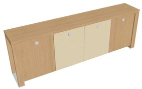 Verno+ S alacsony szekrény 260 x 46 x 90 cm, kombinált ajtó, világos tölgy / vanília