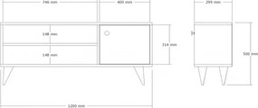 TV-állvány multifunkciós médiaállvány 120x30x40 cm fehér BC-08