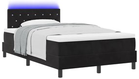 Box Spring Ágy Matraccal &amp; LED Fekete 120x190 cm Bársony