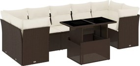 vidaXL 8 részes barna polyrattan kerti ülőgarnitúra párnákkal