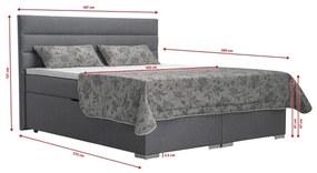 NEW BOLERO kárpitozott ágy 160x200 cm, tárolóhellyel, matracokkal és fedőmatracokkal, szürke