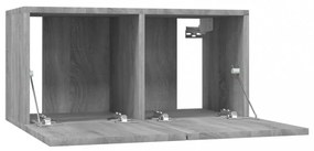 2 db füstös tölgy szerelt fa függő TV-szekrény 60 x 30 x 30 cm
