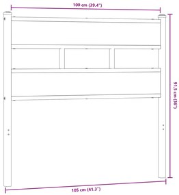 füstös tölgy színű szerelt fa és vas fejtámla 100 cm