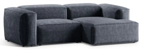 Szürkéskék kordbársony sarokkanapé (jobb oldali-heverő résszel) Bergano – Cosmopolitan Design