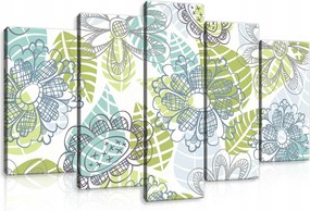 Vászonkép 100x60 Virágminta virágok absztrakt grafika tavasz frissesség zöld