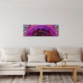 Absztrakt kép - lila ágak (órával) (90x30 cm)