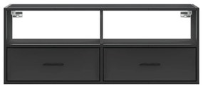 fekete szerelt fa és fém TV-szekrény 100x31x39,5 cm