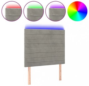 világosszürke bársony LED-es fejtámla 80x5x118/128 cm
