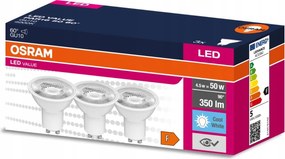 3x Led izzó GU10 4,5W 50W 350lm 4000K Semleges 60° Osram Value