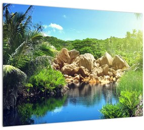 A tó képe a Seychelle-szigetek dzsungelében (70x50 cm)
