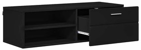 TV szekrény fiókkal polcokkal Fekete 100.5 x 39 x 30 cm Faanyag