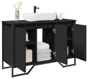 Fekete szerelt fa fürdőszobai mosdószekrény 91 x 35 x 60 cm