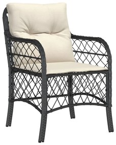 3 részes fekete polyrattan bisztrógarnitúra párnával