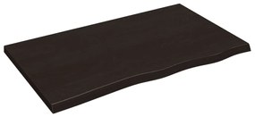 sötétbarna kezelt tömör tölgyfa fali polc 100x60x(2-4) cm