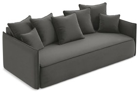 Sötétszürke bársony kinyitható-tárolóhelyes kanapé 225 cm Hula – Makamii