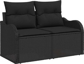 vidaXL Kerti Kanapé Szett tárolóval 8 pcs Fekete Poli rattan