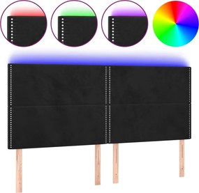 vidaXL fekete bársony LED-es fejtámla 200x5x118/128 cm