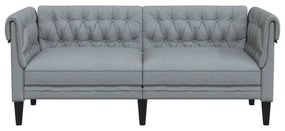 2 személyes világosszürke szövet Chesterfield kanapé