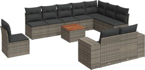 vidaXL 11 részes szürke polyrattan kerti ülőgarnitúra párnákkal