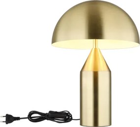 Globo 21030M Asztali lámpa, matt sárgaréz színű fém, matt fehér, fekete PVC kábel, billenőkapcsoló a kábelen, ø: 280mm, M: 390mm, kábelhossz 1500mm, 2x E27 40W 230V izzók nélkül