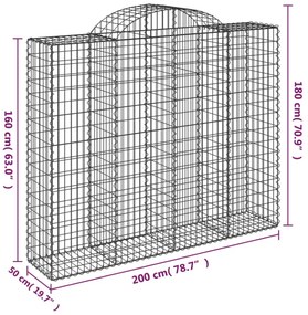vidaXL 6 db íves horganyzott vas gabion kosár 200x50x160/180 cm