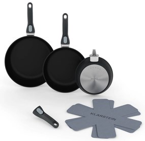 Klarstein Noto Endurance, serpenyő készlet, kovácsolt alumínium, 3 méret, 2 filcvédővel