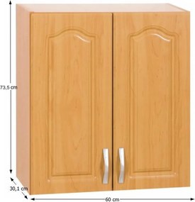 Konyhaszekrény, felső, éger LORA MDF NEW KLASIK W60/735